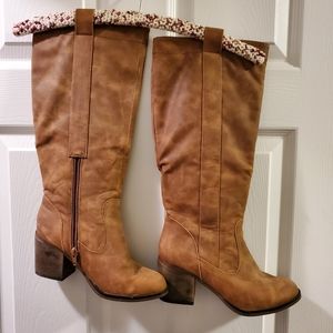 Brown knee high boots